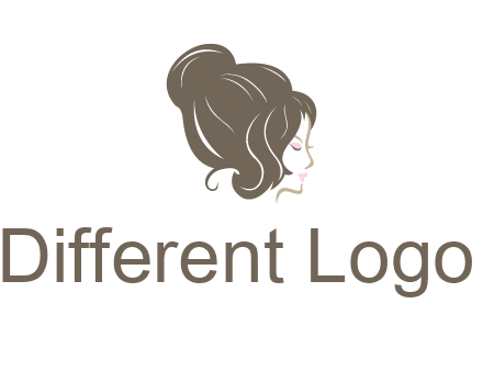 woman head with hair bun beauty logo icon