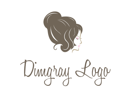 woman head with hair bun beauty logo icon