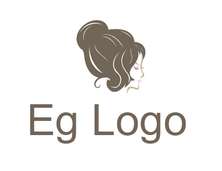 woman head with hair bun beauty logo icon