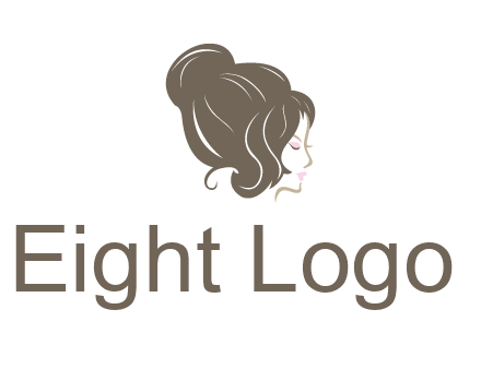 woman head with hair bun beauty logo icon