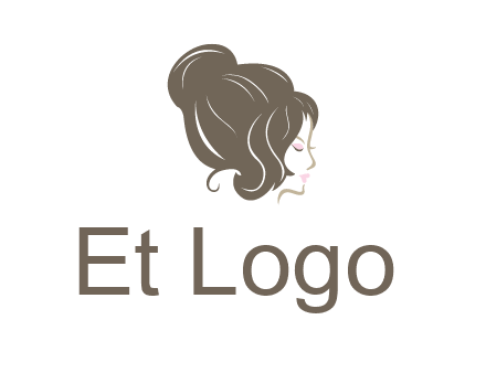 woman head with hair bun beauty logo icon