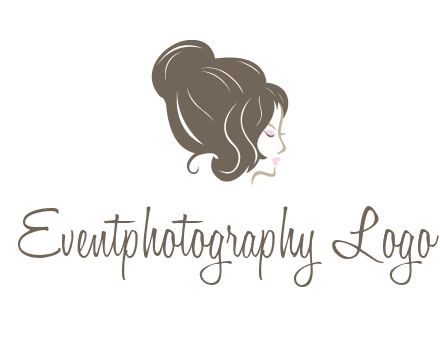 woman head with hair bun beauty logo icon