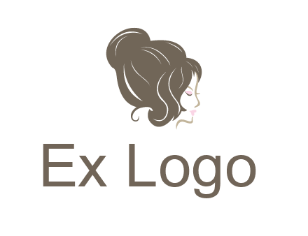 woman head with hair bun beauty logo icon
