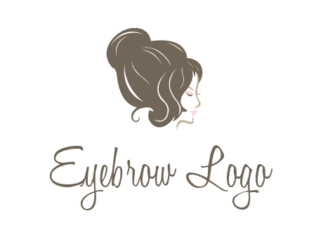 woman head with hair bun beauty logo icon