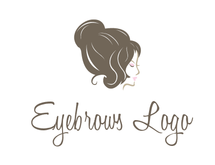 woman head with hair bun beauty logo icon
