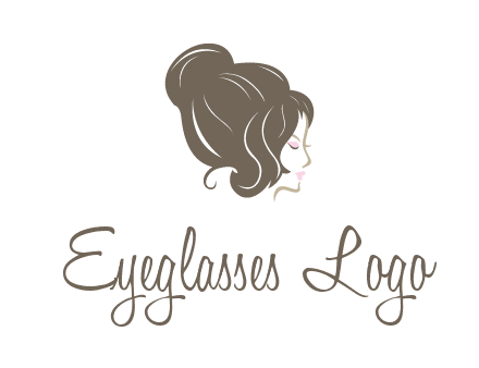 woman head with hair bun beauty logo icon