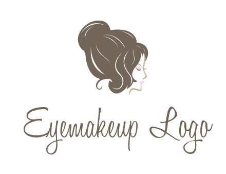 woman head with hair bun beauty logo icon