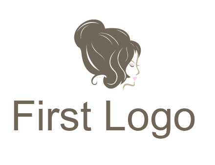 woman head with hair bun beauty logo icon