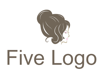 woman head with hair bun beauty logo icon