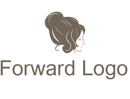 woman head with hair bun beauty logo icon
