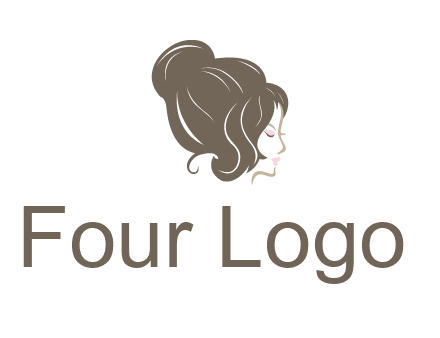 woman head with hair bun beauty logo icon