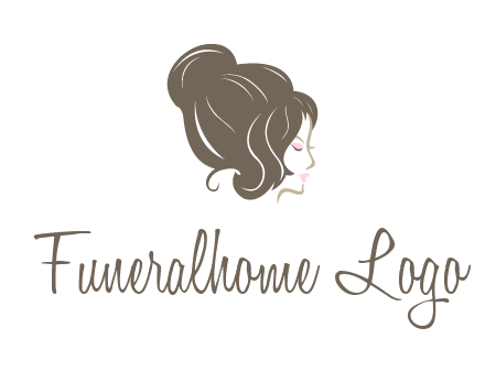 woman head with hair bun beauty logo icon