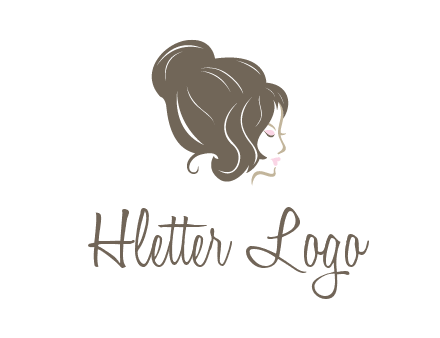 woman head with hair bun beauty logo icon