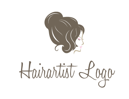 woman head with hair bun beauty logo icon