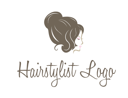 woman head with hair bun beauty logo icon