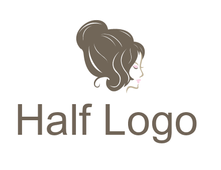 woman head with hair bun beauty logo icon