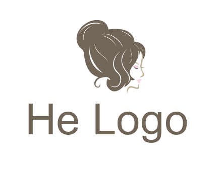 woman head with hair bun beauty logo icon