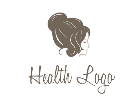 woman head with hair bun beauty logo icon