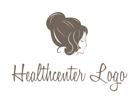 woman head with hair bun beauty logo icon
