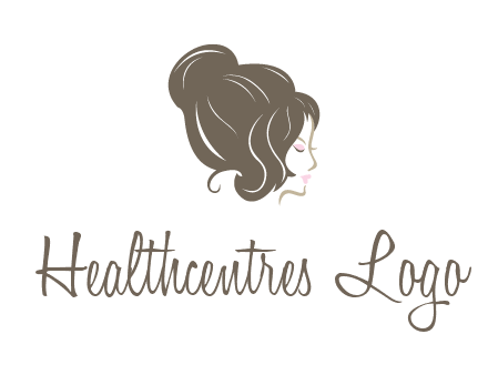 woman head with hair bun beauty logo icon