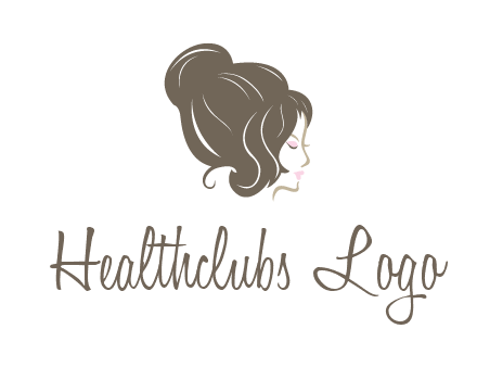 woman head with hair bun beauty logo icon