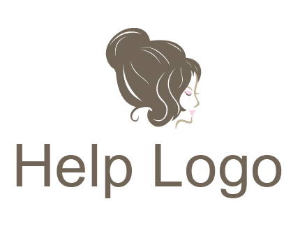 woman head with hair bun beauty logo icon
