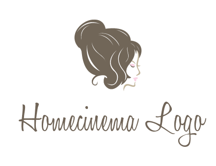 woman head with hair bun beauty logo icon