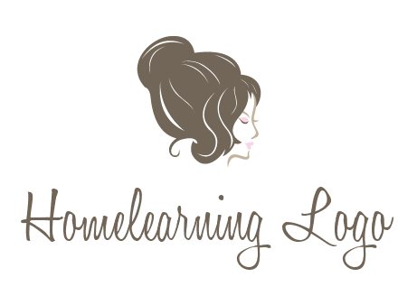 woman head with hair bun beauty logo icon