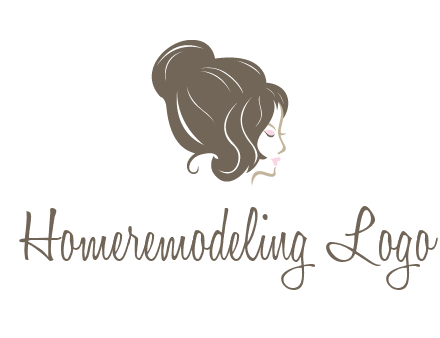 woman head with hair bun beauty logo icon