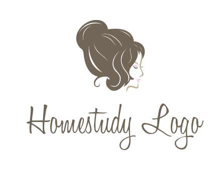 woman head with hair bun beauty logo icon