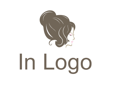 woman head with hair bun beauty logo icon
