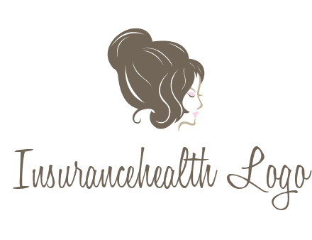 woman head with hair bun beauty logo icon