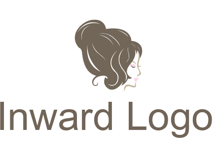 woman head with hair bun beauty logo icon