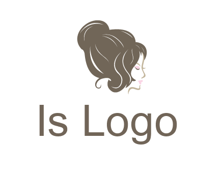 woman head with hair bun beauty logo icon