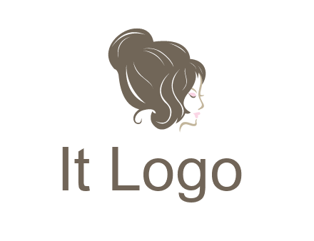 woman head with hair bun beauty logo icon