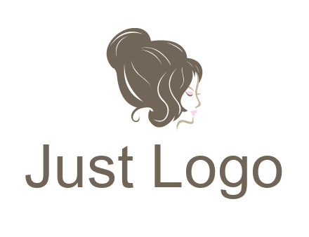 woman head with hair bun beauty logo icon