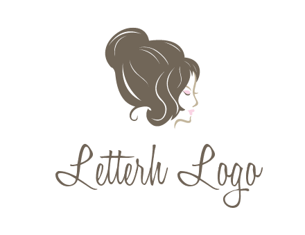 woman head with hair bun beauty logo icon