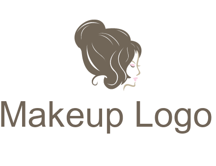 woman head with hair bun beauty logo icon