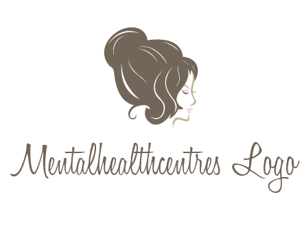 woman head with hair bun beauty logo icon