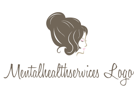 woman head with hair bun beauty logo icon