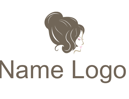 woman head with hair bun beauty logo icon