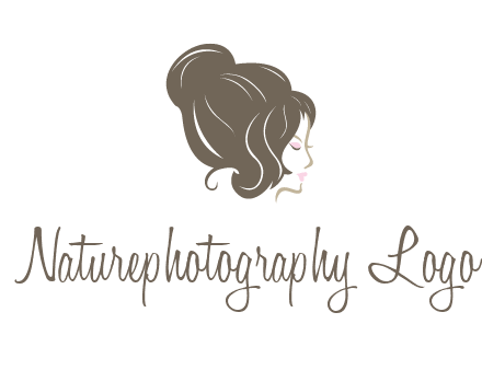 woman head with hair bun beauty logo icon