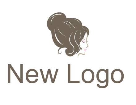 woman head with hair bun beauty logo icon