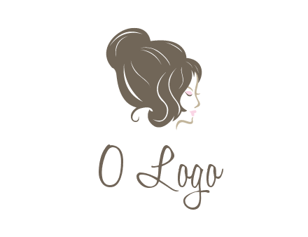 woman head with hair bun beauty logo icon