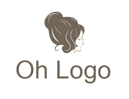 woman head with hair bun beauty logo icon