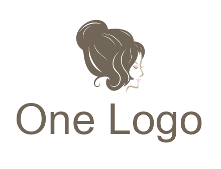 woman head with hair bun beauty logo icon