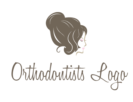 woman head with hair bun beauty logo icon