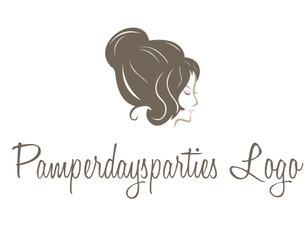 woman head with hair bun beauty logo icon