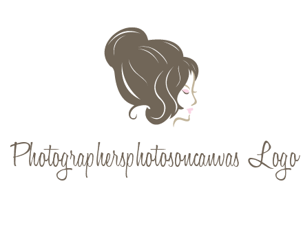woman head with hair bun beauty logo icon