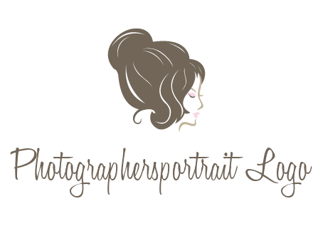 woman head with hair bun beauty logo icon